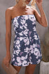 Floral Print Bandeau Romper With Pockets